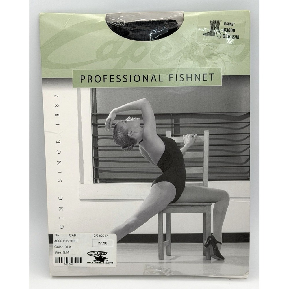 Capezio Professional Fishnet Tights Black Size S/M #3000 New Package Damage